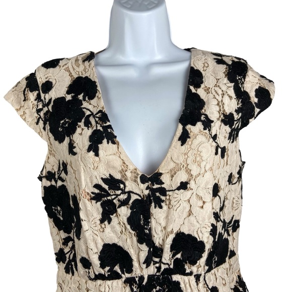 LAVENDER BROWN Fit and Flare Rose Floral Lace Jacquard Dress S - Picture 2 of 16